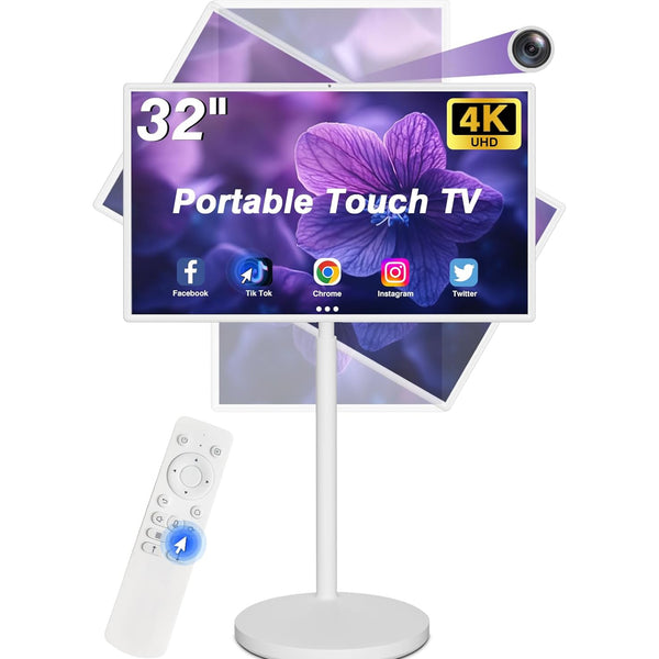 S4 Stanbyme Portable TV on Wheels 32" Touch Screen with Buit-in Camera, Android OS Install APP at Will, Any Time Any Where | 360SPB®
