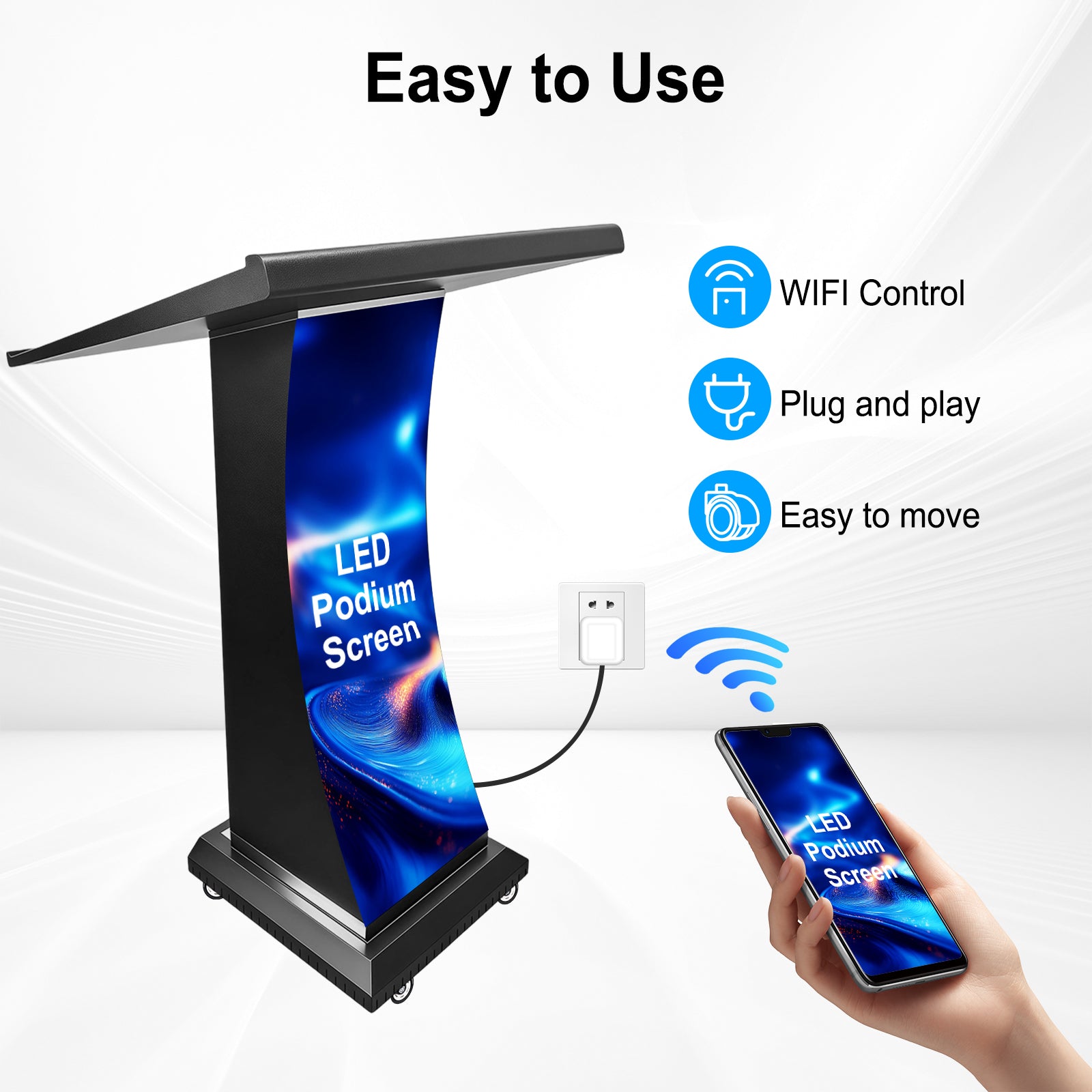 Home LED Display Smart Podium, HD GOB Digital Podium with Mobile Base ...