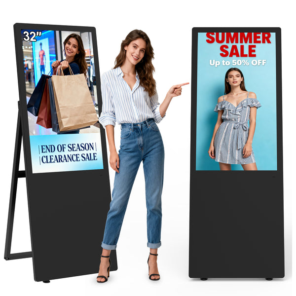 32” Indoor Portable Digital Signage, Mobile Digital Display, Android OS ...