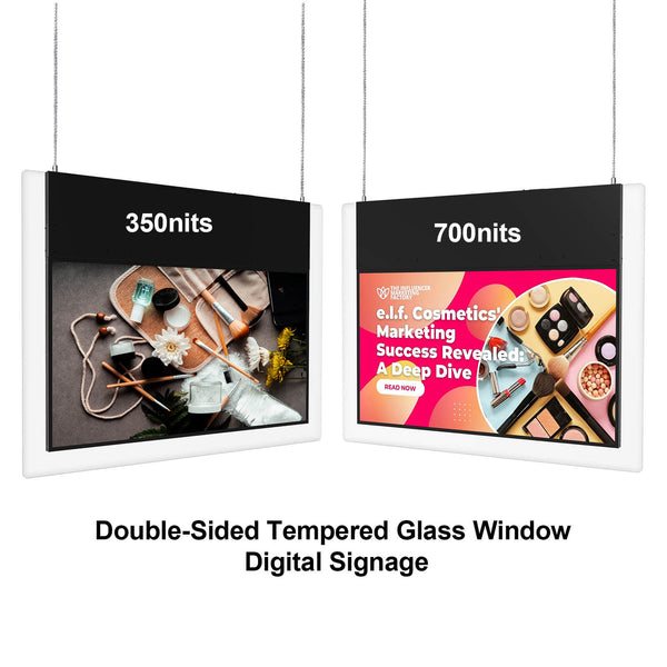 Single-Sided / Double-Sided Tempered Glass Window Digital Signage IWDC 43"/49"/55" LCD Screen Windows ADS Display, Android OS | 360SPB®