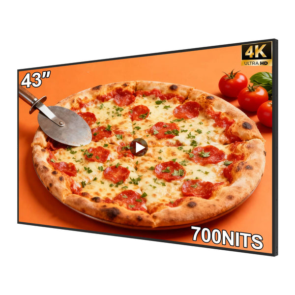 43" 4K Wall Mount Digital Signage, 700nits High Brigtness, Slim Fit Frameless Commercial Display | 360SPB®