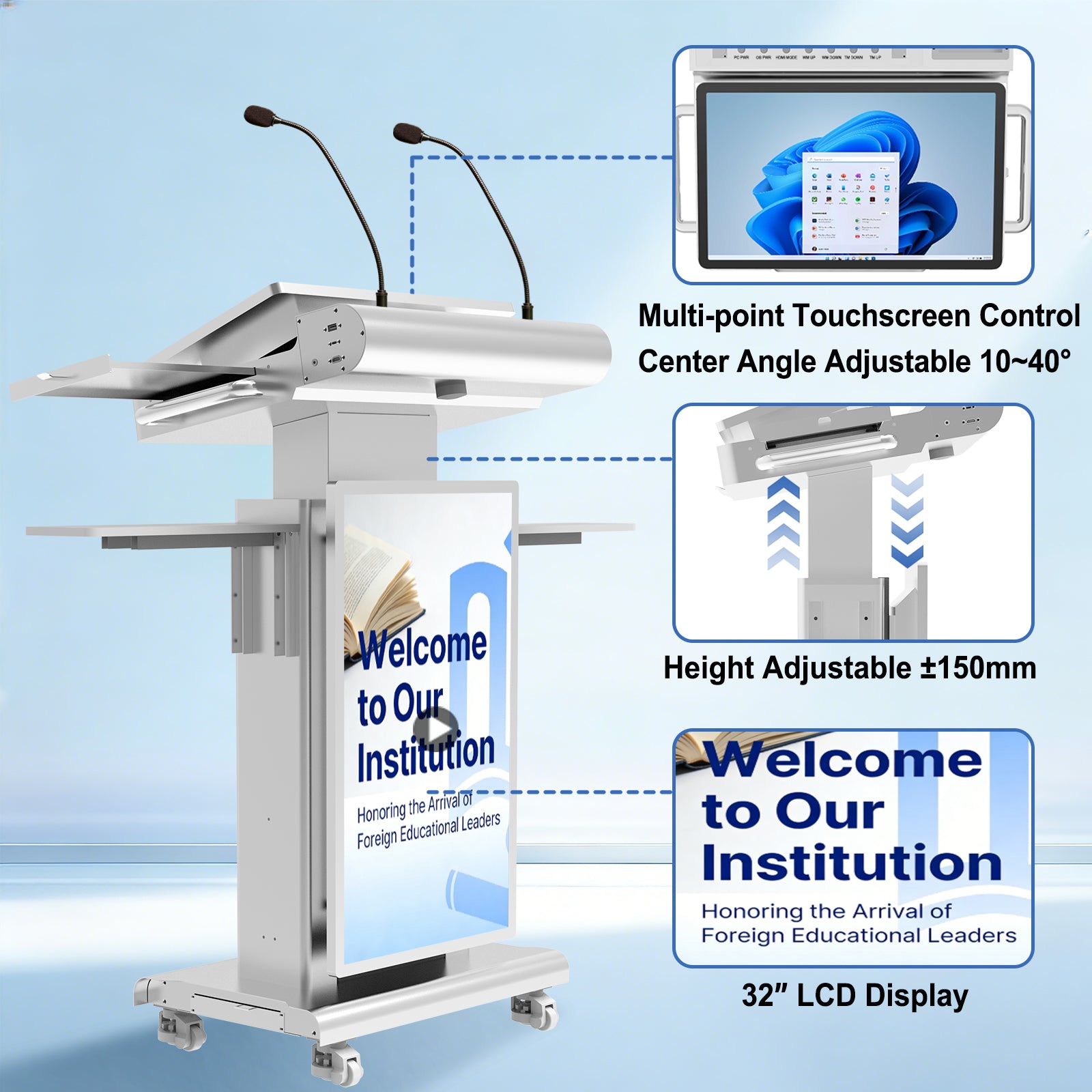 Home 23.8Inch Smart Podium with Built-in PC, Smart Digital Podiums with ...