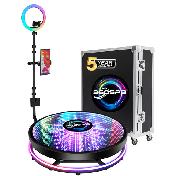 360-Grad-Fotoautomat mit mehr LED-RGB-Licht, Glasabdeckung und Fernbedienung der DG-Serie | 360SPB®